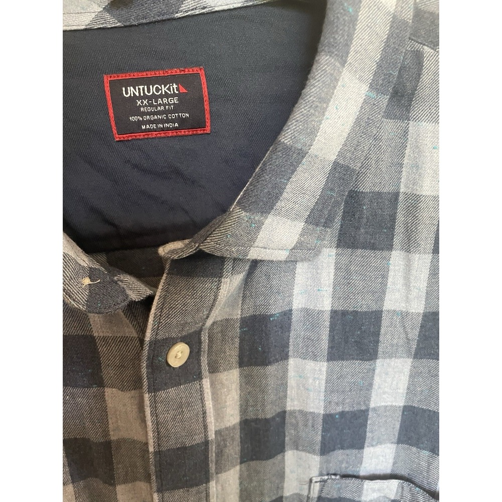 UNTUCKit Organic Cotton Regular Fit‎ XXL Blue Plaid